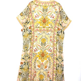 Mustard Baroque Floral Lauren Kaftan Linen Midi Dress / ZIMMERMANN - SIze 3