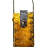 Mustard Lizard Leather Phone Bag - model MARCUS / CLARIS VIROT