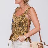 Mustard LUZ Quilted Batik Corset Top / ULLA JOHNSON - Size 6