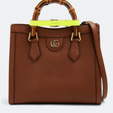 Natural Brown Leather Bamboo DIANA Mini Tote Bag / GUCCI