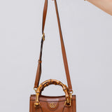 Natural Brown Leather Bamboo DIANA Mini Tote Bag / GUCCI