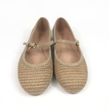 Natural CARLA Leather-trimmed Raffia Mary Jane Ballet Flats / GIANVITO ROSSI - Size 38