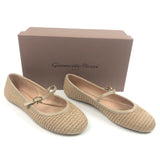 Natural CARLA Leather-trimmed Raffia Mary Jane Ballet Flats / GIANVITO ROSSI - Size 38
