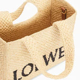 Natural Small LOEWE Font Raffia Tote Bag / LOEWE