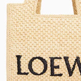 Natural Small LOEWE Font Raffia Tote Bag / LOEWE