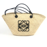 Natural lraca Palm and Calfskin Medium Anagram Basket Bag  / LOEWE