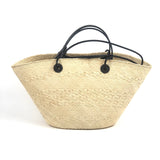 Natural lraca Palm and Calfskin Medium Anagram Basket Bag  / LOEWE