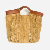 Natural Raffia and Leather Tote Bag / A POINT ETC