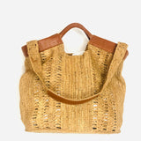 Natural Raffia and Leather Tote Bag / A POINT ETC