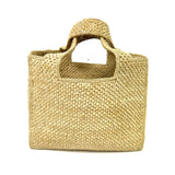 Natural Raffia FONT Leather Strap Small Tote Bag / LOEWE