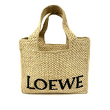 Natural Raffia FONT Leather Strap Small Tote Bag / LOEWE