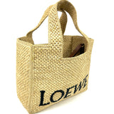 Natural Raffia FONT Leather Strap Small Tote Bag / LOEWE