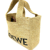 Natural Raffia FONT Leather Strap Small Tote Bag / LOEWE