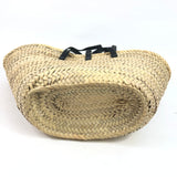 Natural Raffia with Black Leather Trim Straps Tote Bag