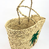 Natural Raffia with Palm Tree Embroidered Tote Bag