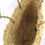 Natural Raffia with Palm Tree Embroidered Tote Bag