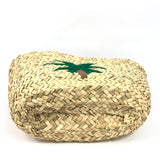 Natural Raffia with Palm Tree Embroidered Tote Bag