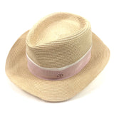 Natural Straw Pink Ribbon FEDORA HENRIETTA Panama Hat / MAISON MICHEL - Size S