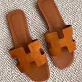 Natural Suede Goatskin ORAN Sandals / HERMES - Size 37