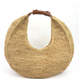 Natural Tan Raffia Moon Large Tote Bag / STAUD