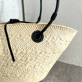 Natural/Black Iraca Palm and Calfskin Small ANAGRAM Basket Bag / LOEWE