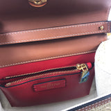 Natural/Brown Straw and Leather Chevron Small VSLING Top Handle Bag / VALENTINO