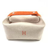 Natural/Orange Cotton Canvas Bride-a-Brac Vanity Case / HERMES
