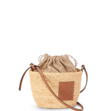 Natural/Tan Raffia and Calfskin Pochette Bag / LOEWE