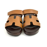 Naturel KOS Calfskin Leather Clogs / HERMES - Size 38