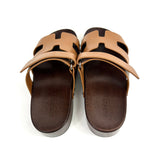 Naturel KOS Calfskin Leather Clogs / HERMES - Size 38