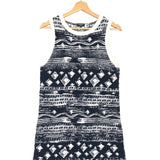 Navy and White Jersey Jacquard Sleeveless Knee-length Dress / CHANEL - Size 36