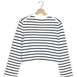 Navy and White Striped Knit Wool Blend Cardigan / MAJE - Size 1