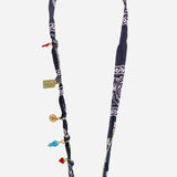 Navy Bandana-pattern LAIA Charm Long Phone Chain / LA COQUE FRANCAISE - Size 120 cm