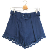 Royal Blue Belted Linen Shorts / FARM RIO - Size S
