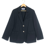 Navy Blue Cotton-linen Blend Jacket - One Size