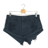 Navy Blue Distressed Denim Shorts / ONE TEASPOON - Size 28