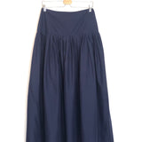 Navy Blue ELYSEE Poplin Pleated Side Slit Maxi Skirt / VANESSA BRUNO - Size 38