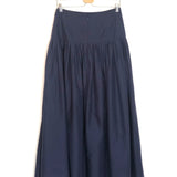 Navy Blue ELYSEE Poplin Pleated Side Slit Maxi Skirt / VANESSA BRUNO - Size 38