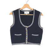 Navy Blue GUSTAVE Knitted Organic Cotton Sleeveless Gilet / BA&SH - Size 1