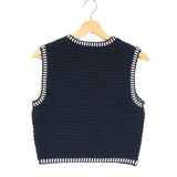 Navy Blue GUSTAVE Knitted Organic Cotton Sleeveless Gilet / BA&SH - Size 1