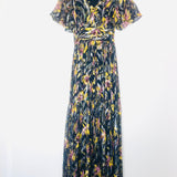 Navy Blue JESSY Floral Metallic Woven Maxi Dress / BA&SH - Size 1