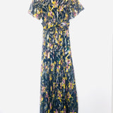 Navy Blue JESSY Floral Metallic Woven Maxi Dress / BA&SH - Size 1