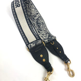 Navy Blue OBLIQUE Logo Canvas Adjustable Shoulder Strap with Ring / CHRISTIAN DIOR