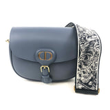 Navy Blue OBLIQUE Logo Canvas Adjustable Shoulder Strap with Ring / CHRISTIAN DIOR