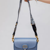 Navy Blue OBLIQUE Logo Canvas Adjustable Shoulder Strap with Ring / CHRISTIAN DIOR