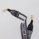 Navy Blue OBLIQUE Logo Canvas Adjustable Shoulder Strap with Ring / CHRISTIAN DIOR