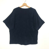 Navy Blue Oversized Cotton Terry Top - One Size