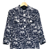 Navy Blue Printed Long Sleeves Blouse / LOUIS VUITTON - Size 36