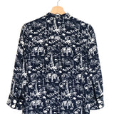 Navy Blue Printed Long Sleeves Blouse / LOUIS VUITTON - Size 36