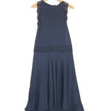 Navy Blue ROBERTO Jac ZV Silk Monogram Lace Insert Midi Dress / ZADIG & VOLTAIRE - Size M